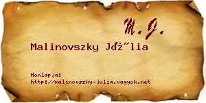 Malinovszky Júlia névjegykártya